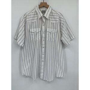 Vintage American Legend Western Shirt Mens XL White Stripe Pearl Snap Made USA